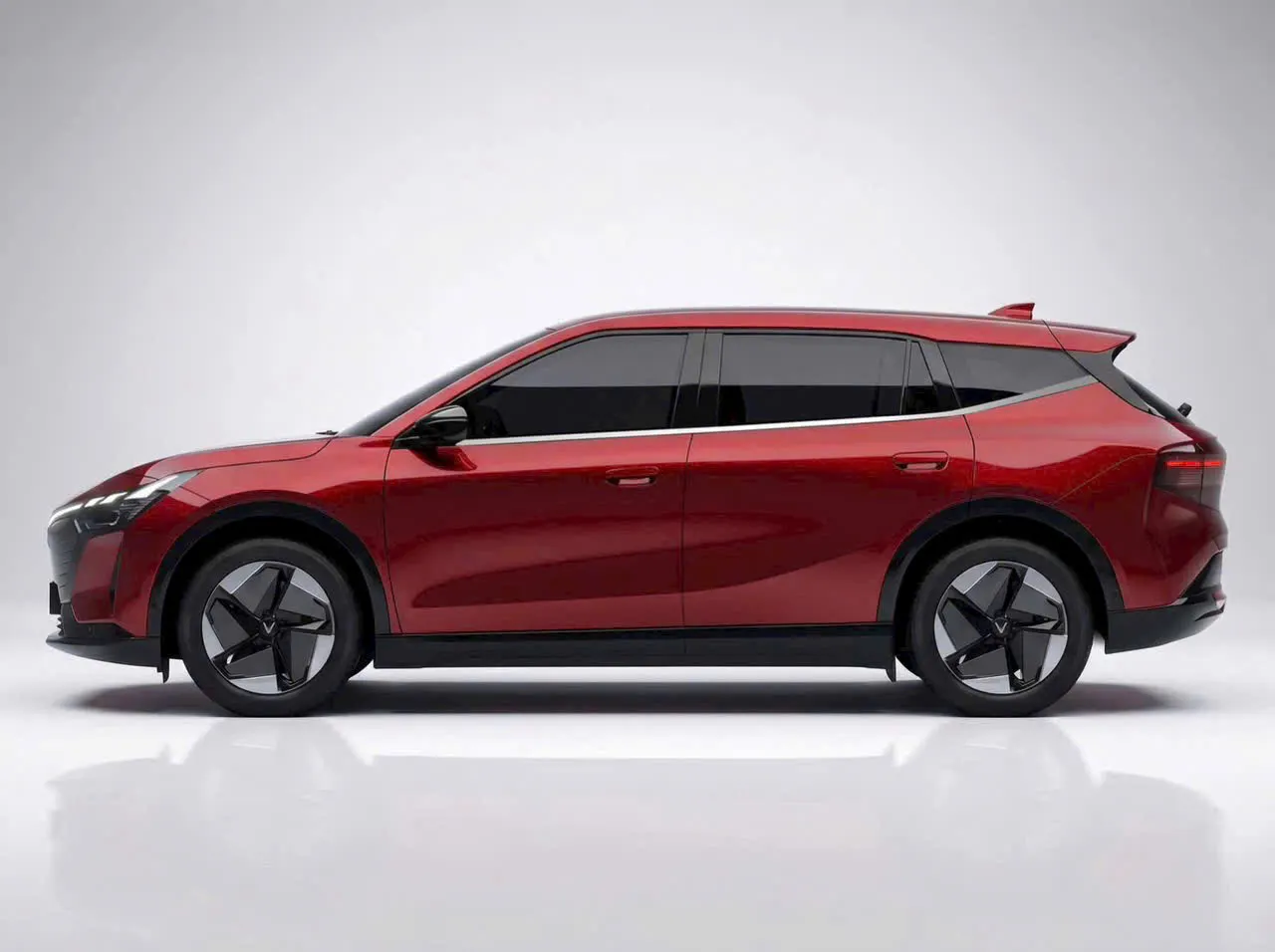 VinFast VF8 2026 hông bên trái màu đỏ — dáng SUV hạng D thể thao 2026